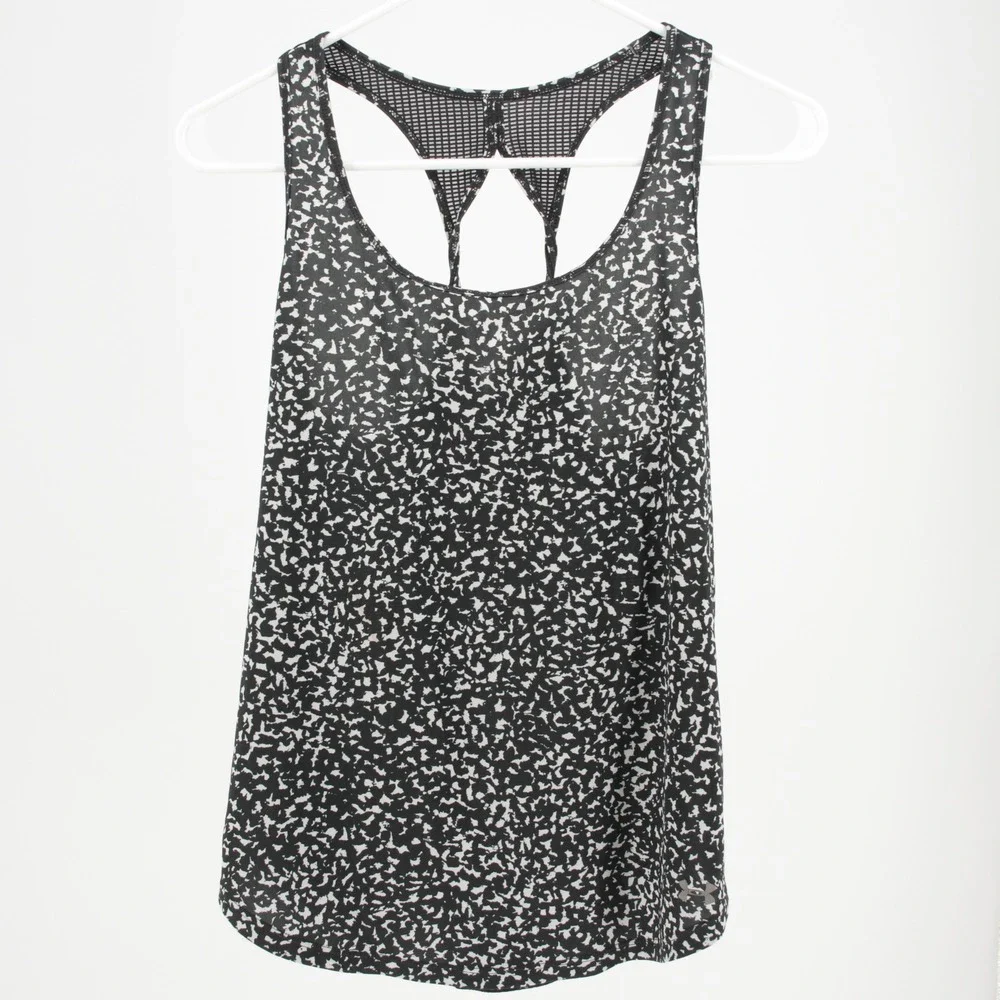 Under Armour Women's Black Abstract‎ Mesh Back Racerback Active Tank Top Size S